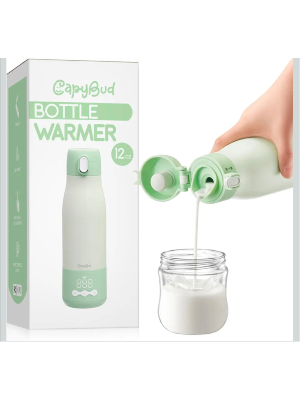 Portable Bottle Warmer for Travel, 3Min Fast Heating Btle Warmer for Breastmilk